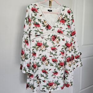 Lucca Couture Peasant Floral dress bell sleeve size small